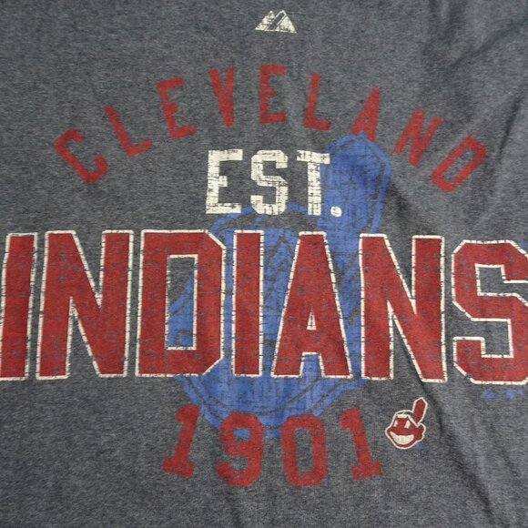 MLB Cleveland Indians Majestic Gray T-Shirt Large - Picture 3 of 6